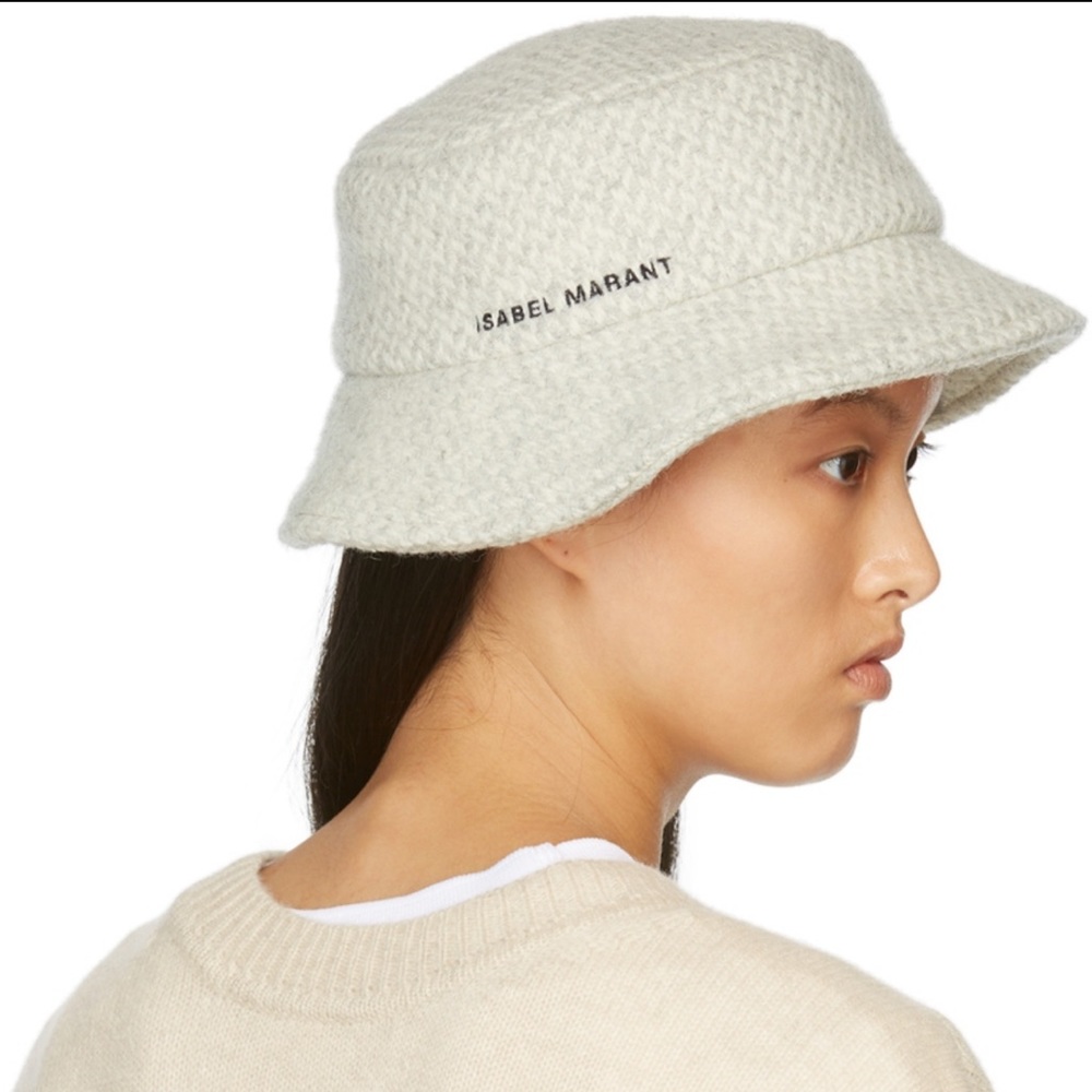 ISABEL MARANT
Off-White & Grey Wool Denji Bucket Hat